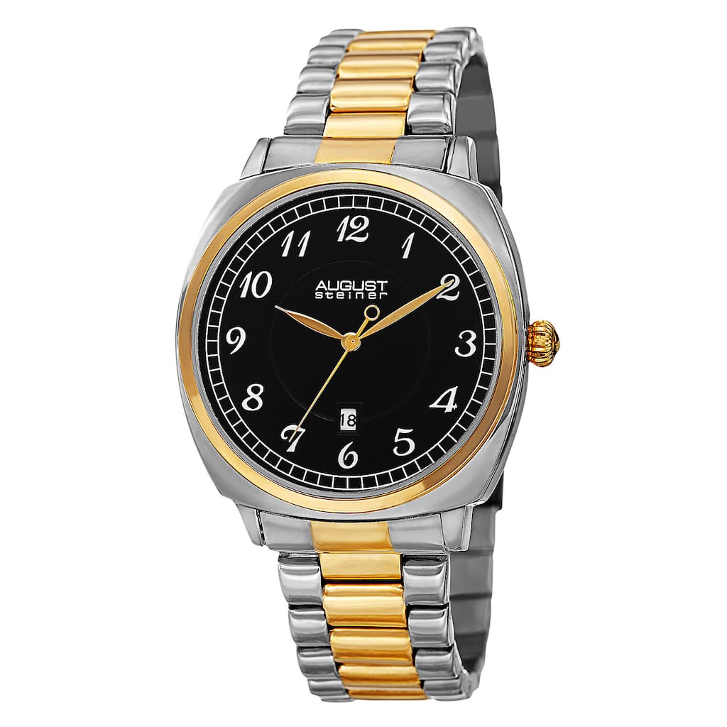 August Steiner Men's Swiss Quartz Arabic Numerals Stainless Steel Two-Tone Bracelet Watch