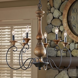 Gracewood Hollow Migjeni indoor 6-light Rustic Black Finish Chandelier (Black) - Chandeliers For Bedrooms by Overstock.com