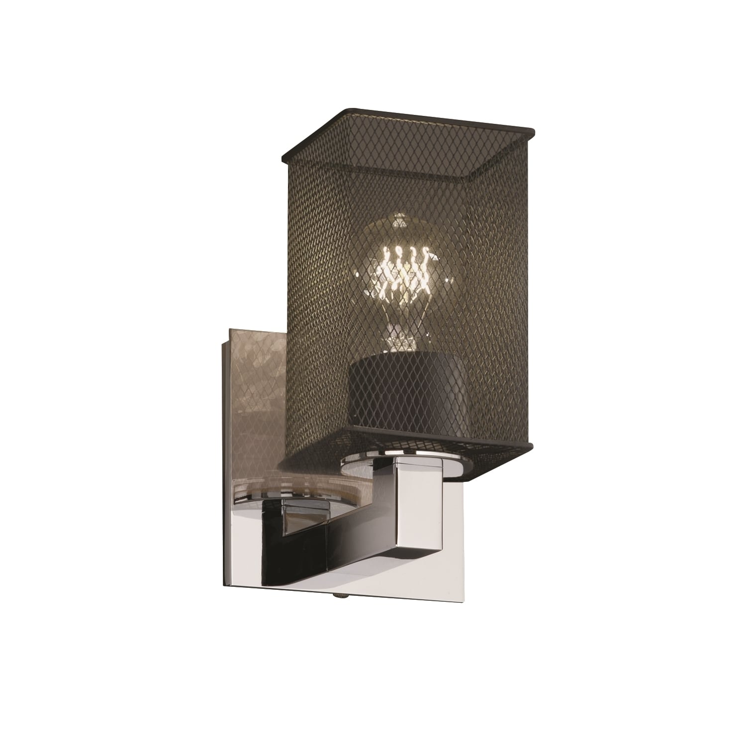 Wire Mesh Cylinder with Flat Rim Wire Mesh Shade Atlas 1-Light Wall Sconce Brushed Nickel Finish
