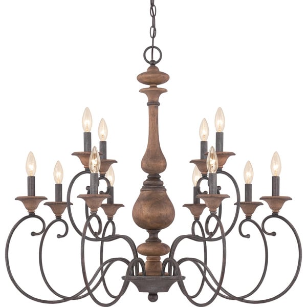 Quoizel Auburn Two Tier Chandelier 12light Rustic Black Finish Free