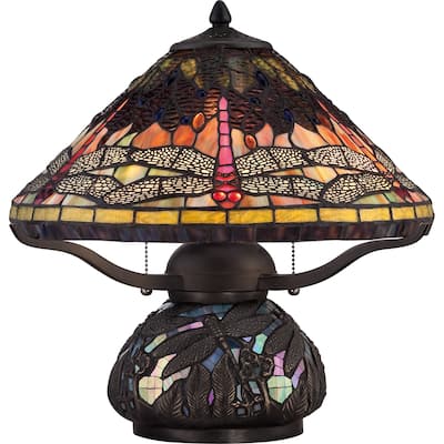Quoizel Tiffany-style Copperfly Imperial Bronze Finish 2-light Table Lamp