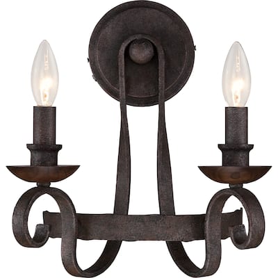 Quoizel Noble Rustic Black Two-Light Wall Sconce