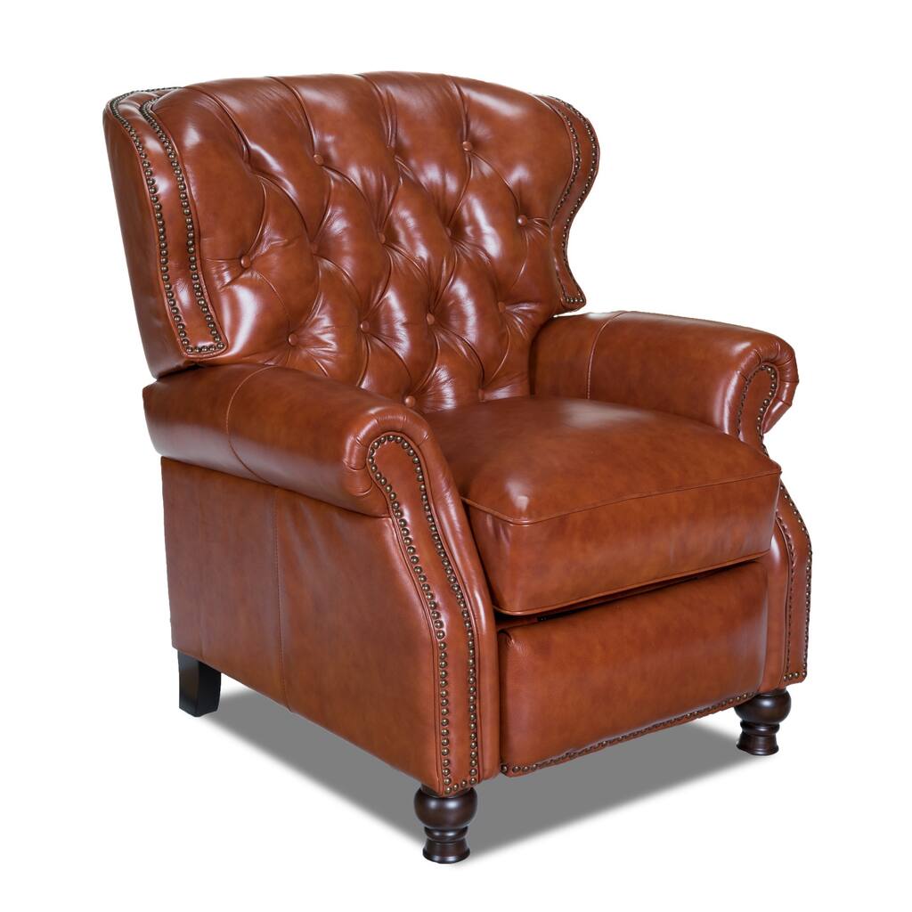 Cambridge Leather Recliner in Barstow Cognac