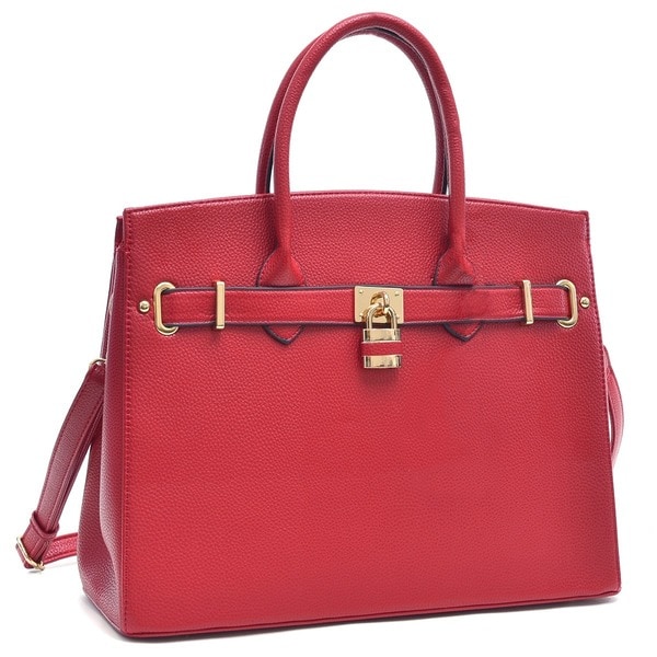 Dasein Padlock Satchel Handbag with Removable Shoulder Strap