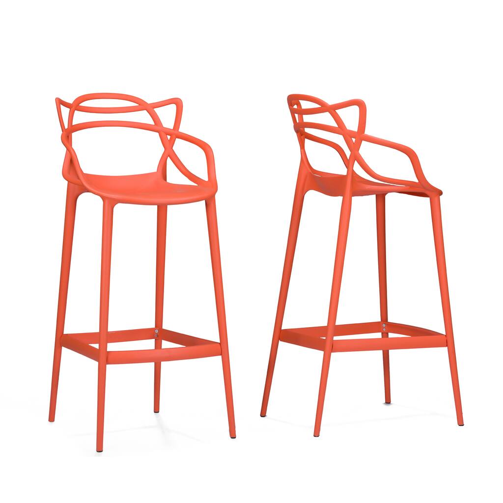 Modern Orange Plastic Bar Stool by Baxton Studio