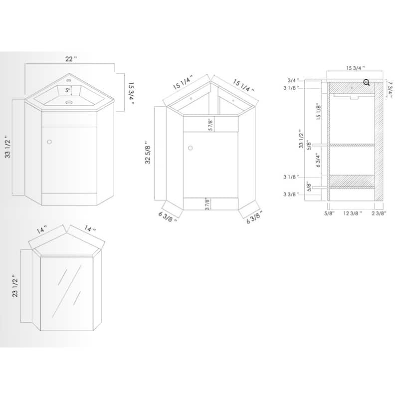 Fine Fixtures Englewood 22-inch Vanity with Vitreous China Sink Top
