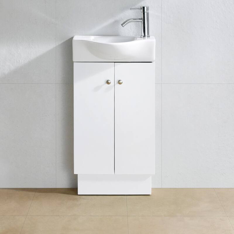 Fine Fixtures Glenwood 18-inch Vanity with Vitreous China Sink Top - Glenwood 18" White Vanity