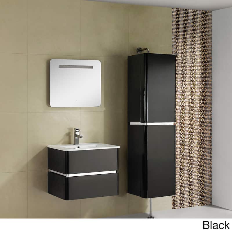 Fine Fixtures 'Sundance' 24-inch High Gloss Vanity with Vitreous China Sink Top - Black