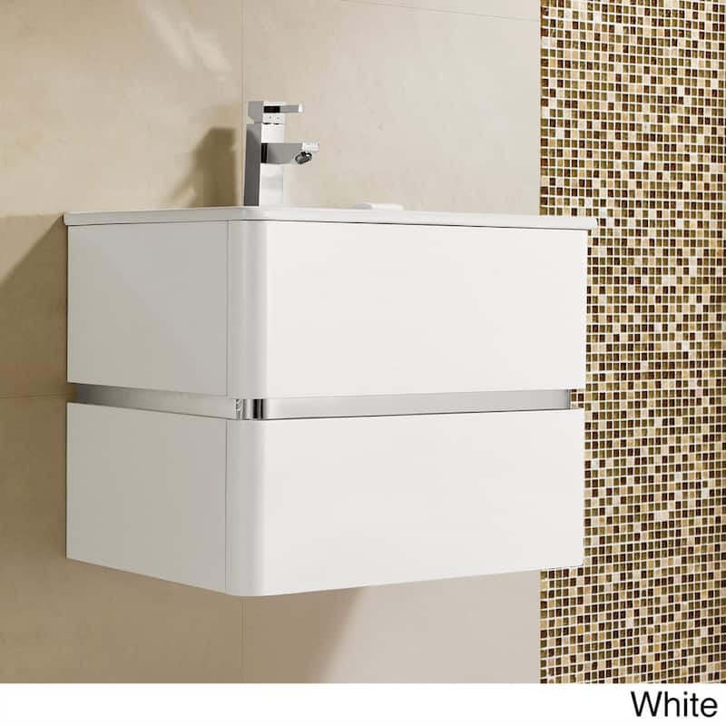 Fine Fixtures 'Sundance' 24-inch High Gloss Vanity with Vitreous China Sink Top - White