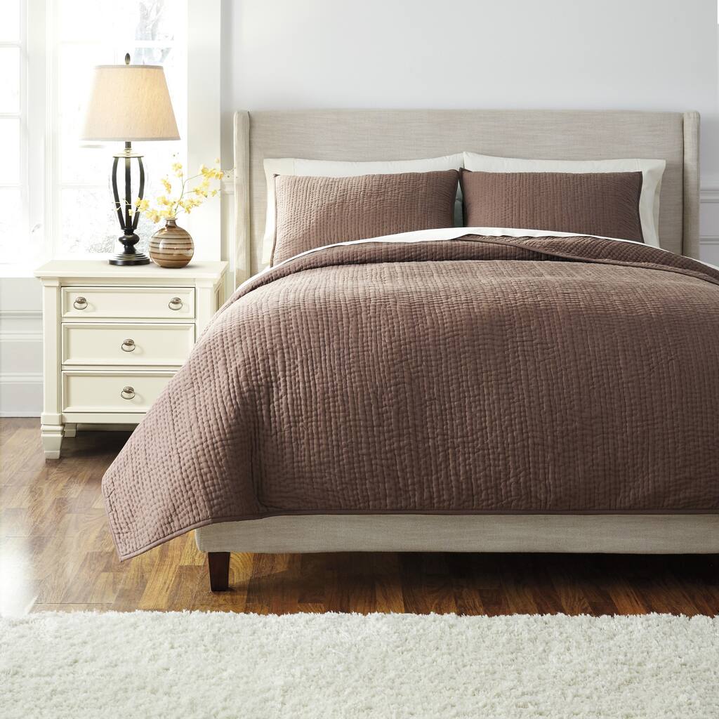 Signature Designs by Ashley Hand Quilted Chocolate 3-piece Comforter Set
