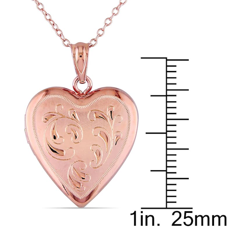 Miadora Rose Plated Silver Heart Locket Necklace