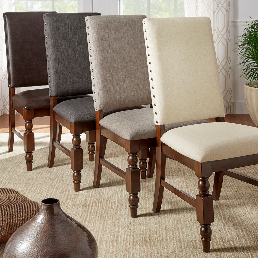 iNSPIRE Q Classic Flatiron Nailhead Upholstered Dining Chairs (Set of 2)