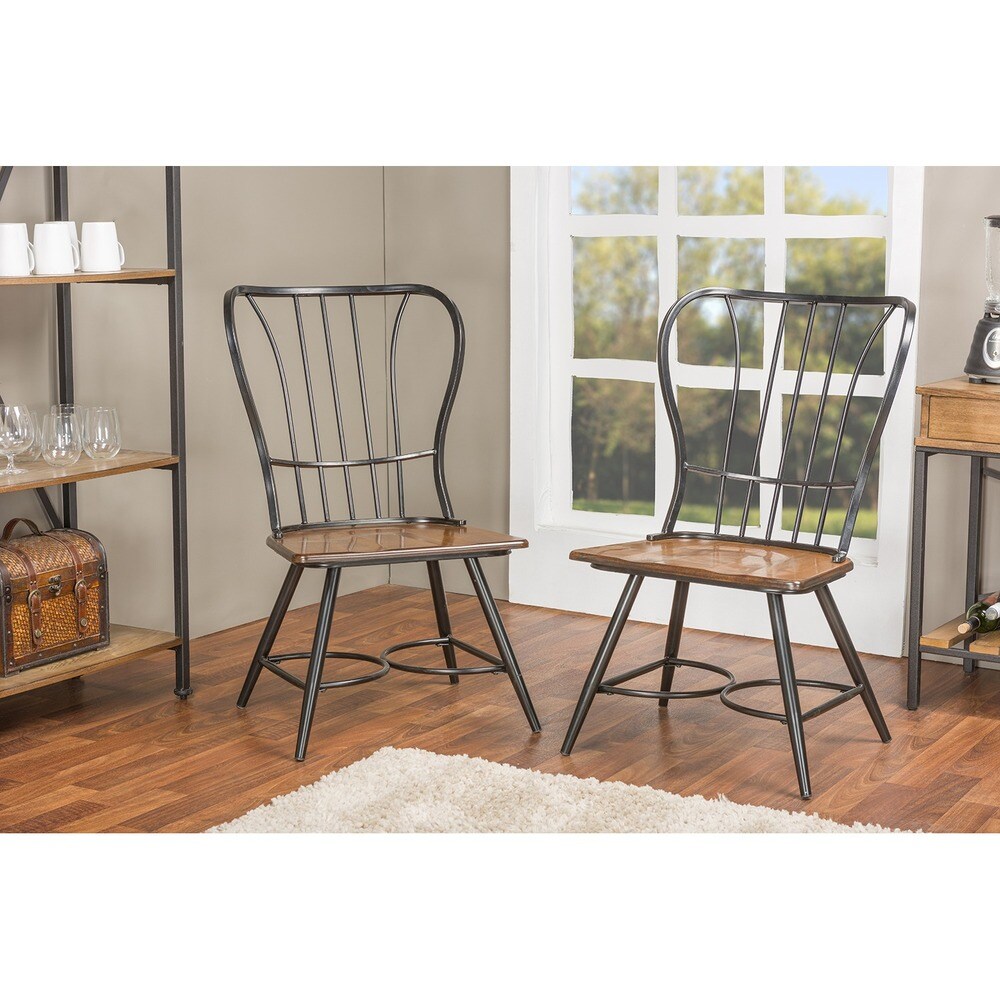 Shop Carbon Loft Rudolph Industrial Metal And Wood Dining Chairs