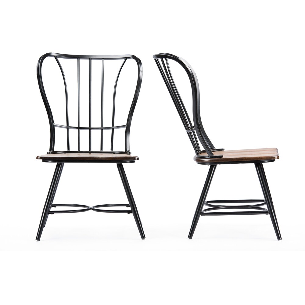 Carbon Loft Rudolph Industrial Metal and Wood Dining Chairs Set of 2