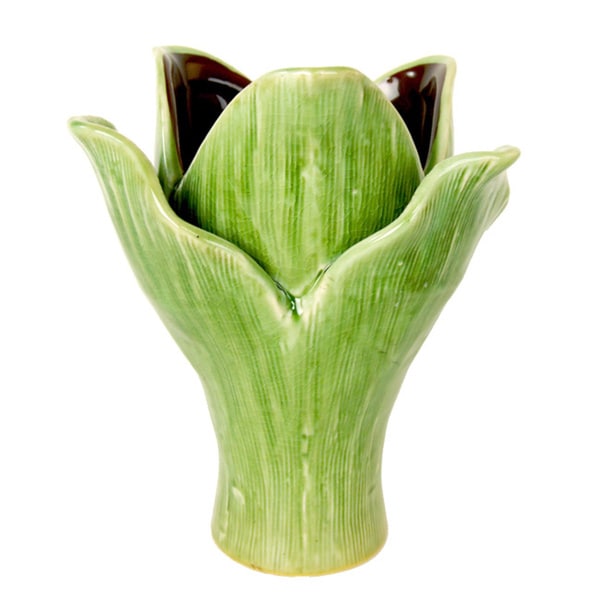 Shop Green Blooming Leaves Ceramic Vase - Overstock - 10045608