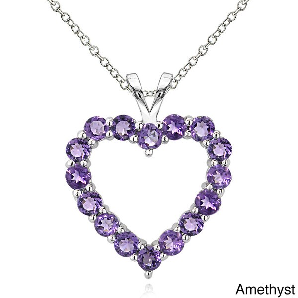 Glitzy Rocks Sterling Silver Birthstone Open Heart Necklace