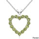 preview thumbnail 10 of 15, Glitzy Rocks Sterling Silver Birthstone Open Heart Necklace Peridot - Light Green