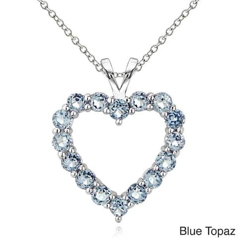 Glitzy Rocks Sterling Silver Birthstone Open Heart Necklace