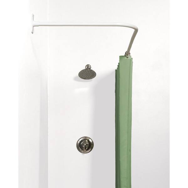 Never Rust Aluminum L Shaped Corner Shower Rod With Vertical Ceiling Support