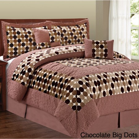 King Serenta 6 Piece Big Dots Microfiber Comforter Bed in a Bag Set Chocolate BNF Home bafK1302412 King Serenta 6 Piece Big Dots Microfiber Comforter Bed in a Bag Set Chocolate BNF Home bafK1302412