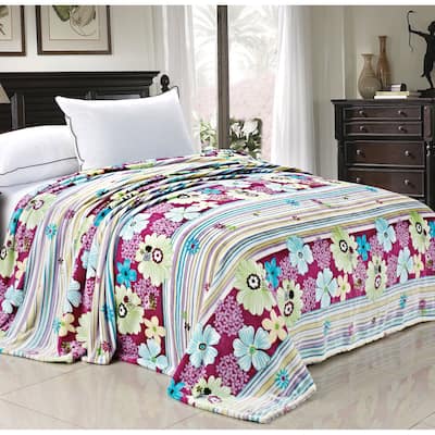 Printed Blossom Flower Flannel Fleece Blanket