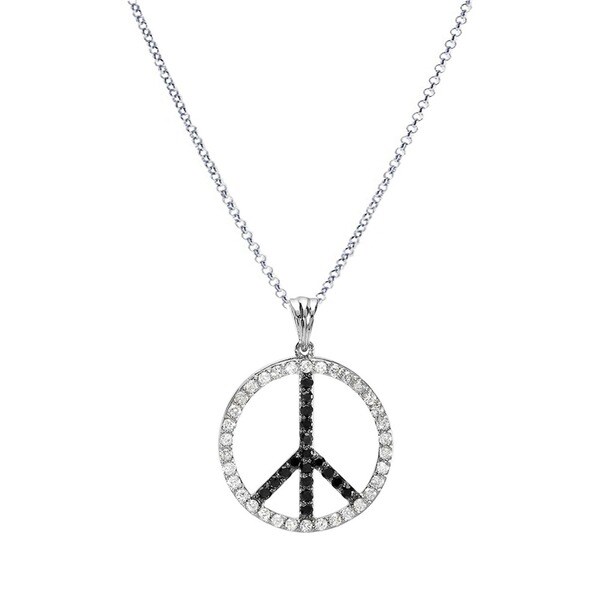 white gold peace sign necklace