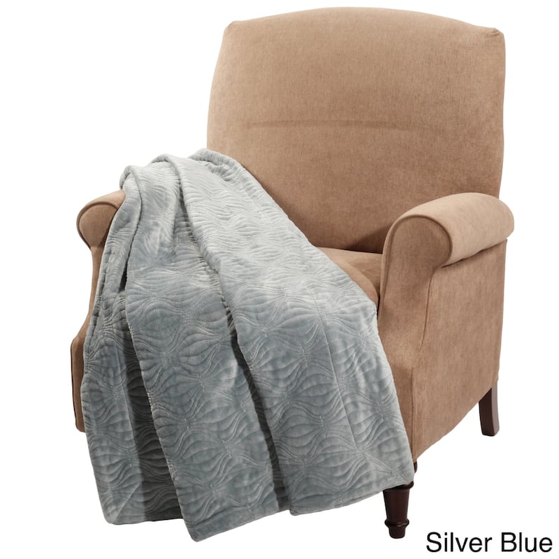 Quilted Flannel Throw - Silver Blue