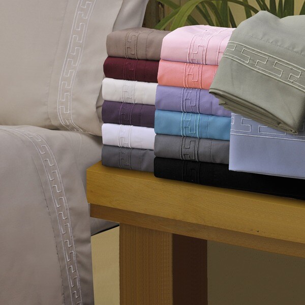 Superior Wrinkle Resistant Embroidered Microfiber Deep Pocket Bed Sheet Set. Opens flyout.