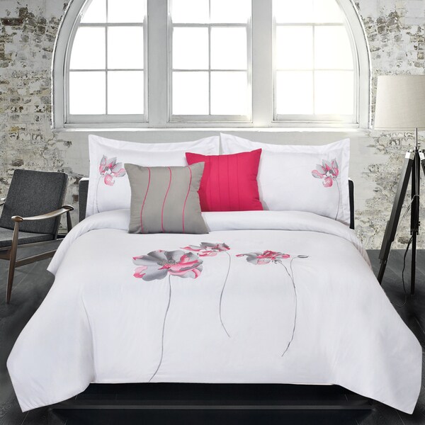 Lauren Taylor Crocus 5-piece Embroidered Microfiber Comforter Set