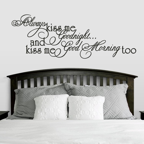 AND KISS ME GOOD MORNING SIGN Hand painted Wood Sign ALWAYS KISS ME GOODNIGHT 