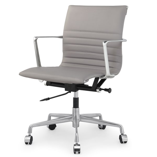 Shop M346 Genuine Grey Italian Leather Office Chair - Free Shipping ...