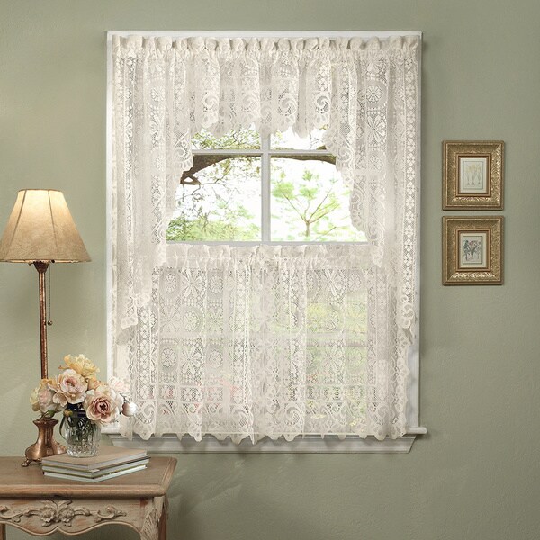 Luxurious Old World Style Lace Kitchen Curtains- Tiers and Valances in ...