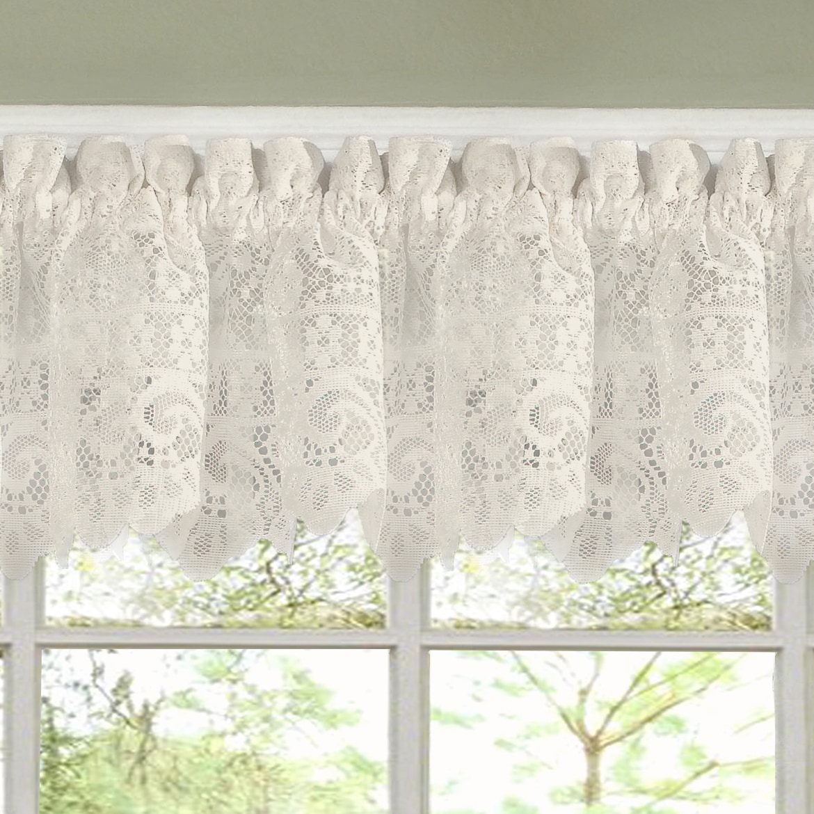 Luxurious Old World Style Lace Kitchen Curtains Tiers And Valances In Cream Overstock 10050988