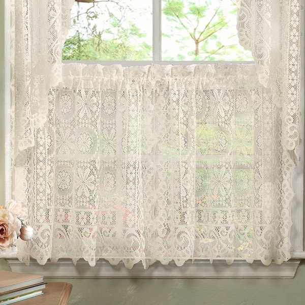 Shop Luxurious Old World Style Lace Kitchen Curtains Tiers And