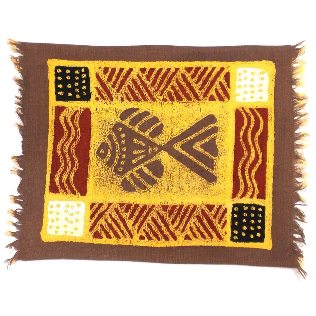 Handmade Grey Fish Batiked Placemat (Zimbabwe)