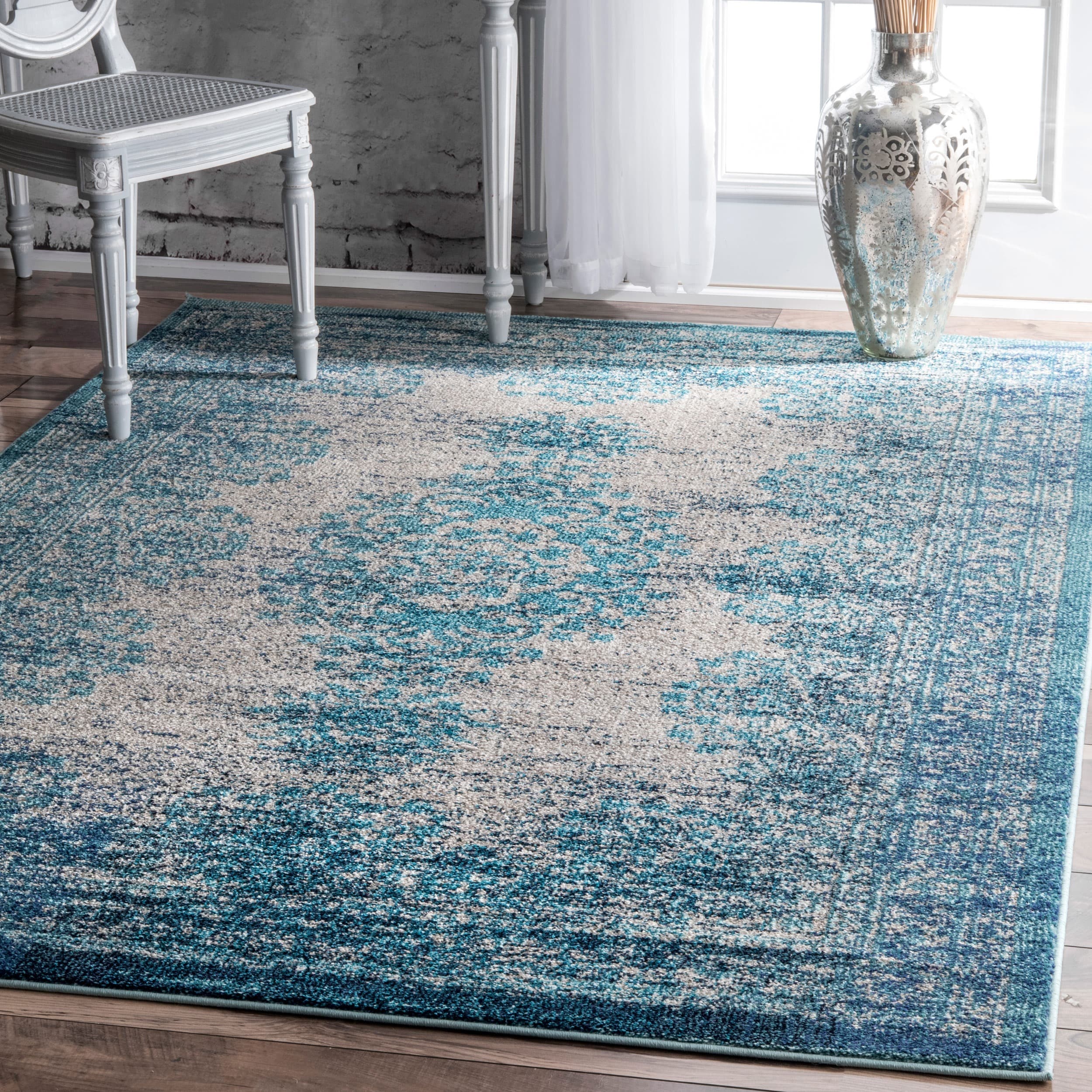 Shop nuLOOM Transitional Vintage Abstract Blue Rug (5'3 x 7'7) 5'3 x