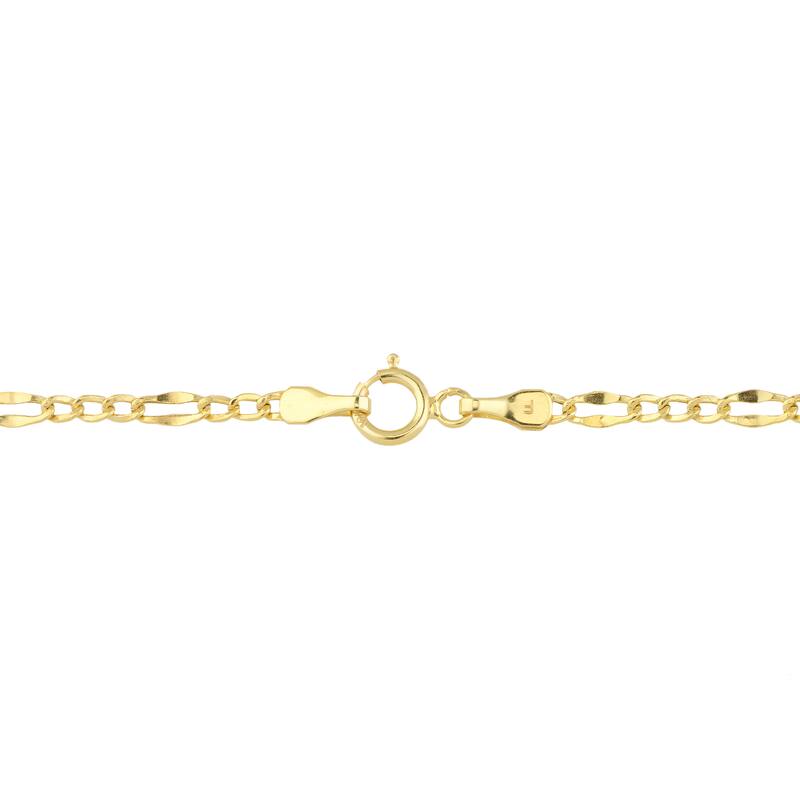 Fremada 10k Yellow Gold High Polish Lite Flat Figaro Anklet (9 inches)
