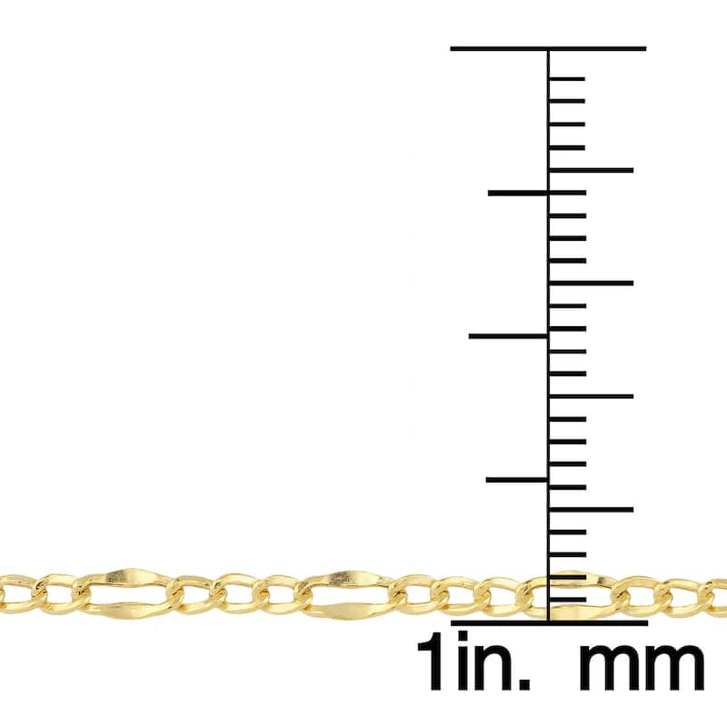 Fremada 10k Yellow Gold High Polish Lite Flat Figaro Anklet (9 inches)