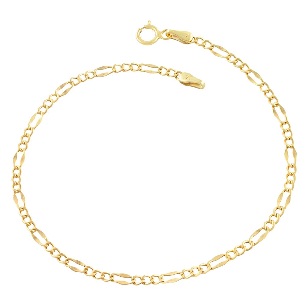 Au Naturale 10k Yellow Gold 2.4-mm High Polish Lite Flat Figaro Link Bracelet (7.5 inches)