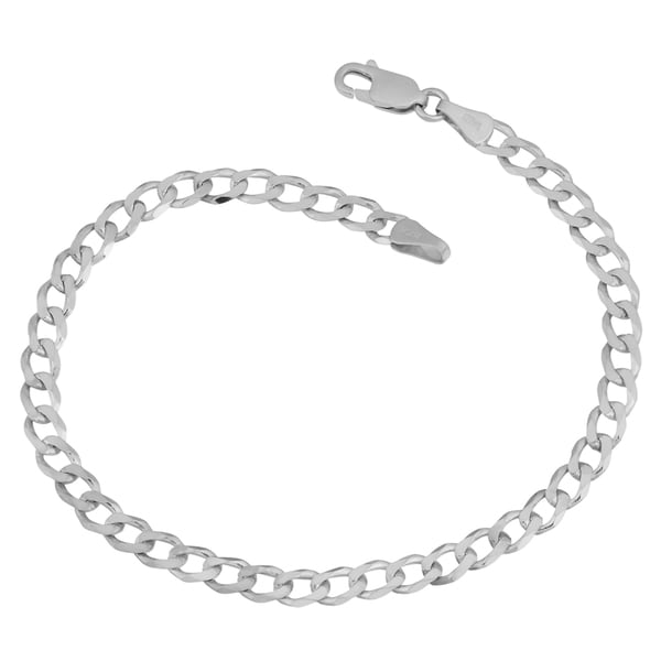 Shop Fremada 14k White Gold 4.8-mm Men&#39;s Curb Link Chain Bracelet (8.5 inches) - On Sale ...