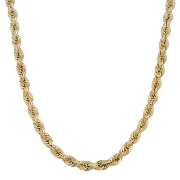 Fremada 14k Yellow Gold 4 mm Rope Chain Necklace (18   30 inches)