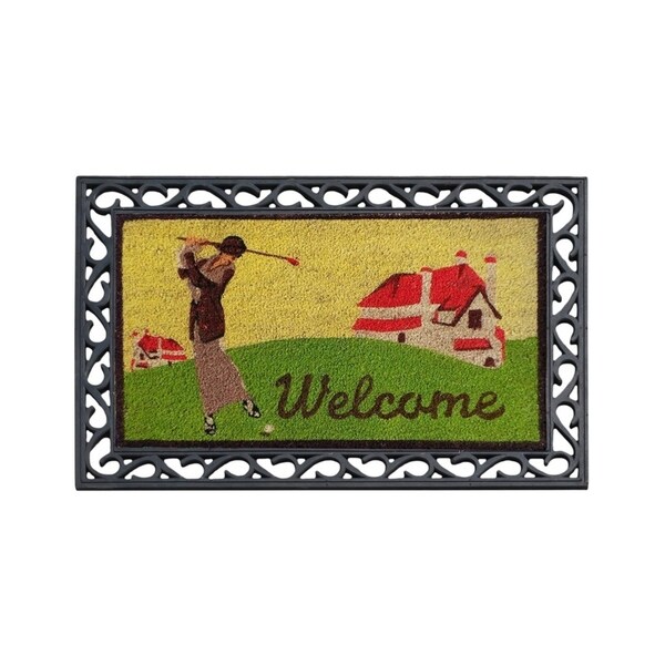 First Impression Golf Coco Rubber Welcome Tray Mat (2' x 3')