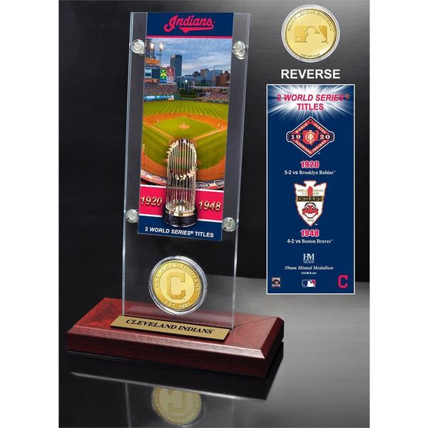 Cleveland Indians World Series Ticket and Bronze Coin Acrylic Desktop