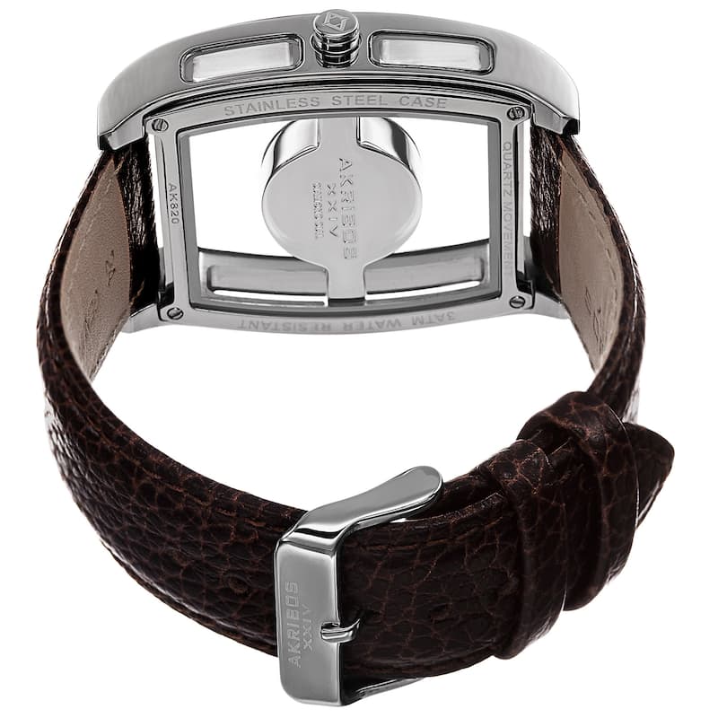 Akribos XXIV Men's Swiss Quartz Transparent Sunray Dial Leather Silver-Tone Strap Watch
