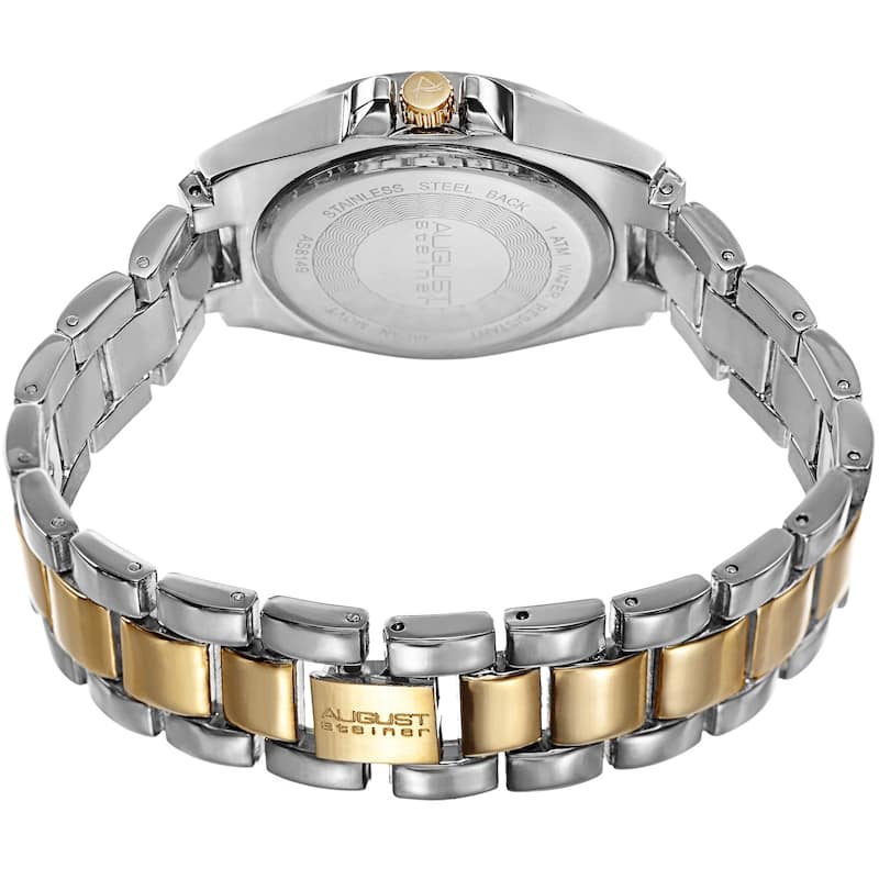 August Steiner Women's Quartz Crystal-Accented Bezel Two-Tone Bracelet Watch