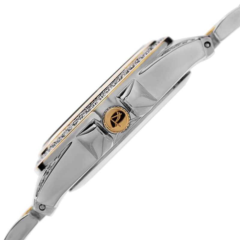 August Steiner Women's Quartz Crystal-Accented Bezel Two-Tone Bracelet Watch