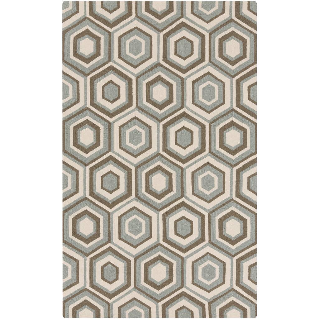 Hand-Hooked Dave Geometric Area Rug