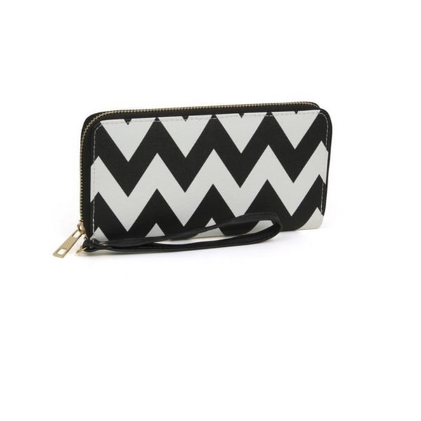 Rebecca and Rifka Chevron Print Saffiano Faux Leather Zip Around