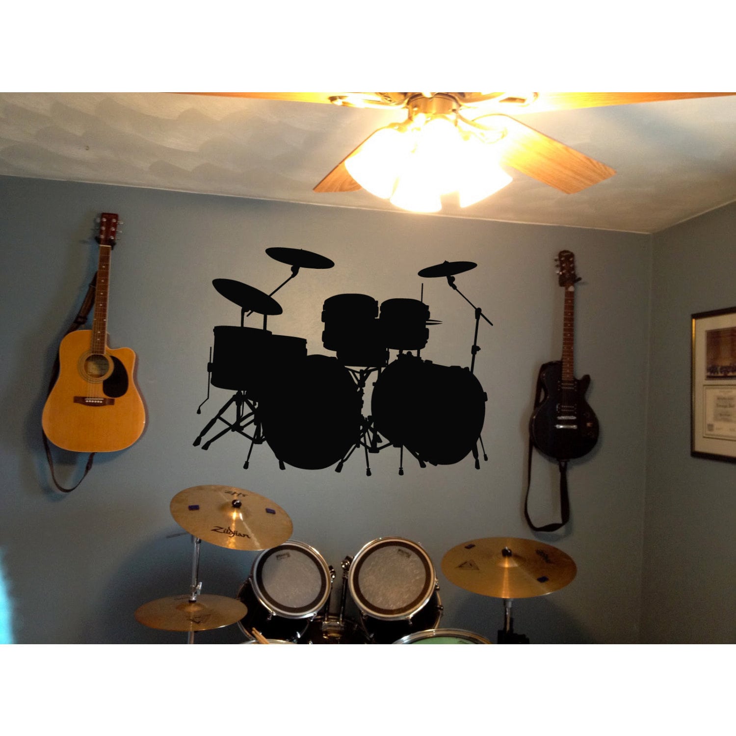 Shop Drums Drum Set Rock Black Sticker Vinyl Wall Art Overstock 10052859