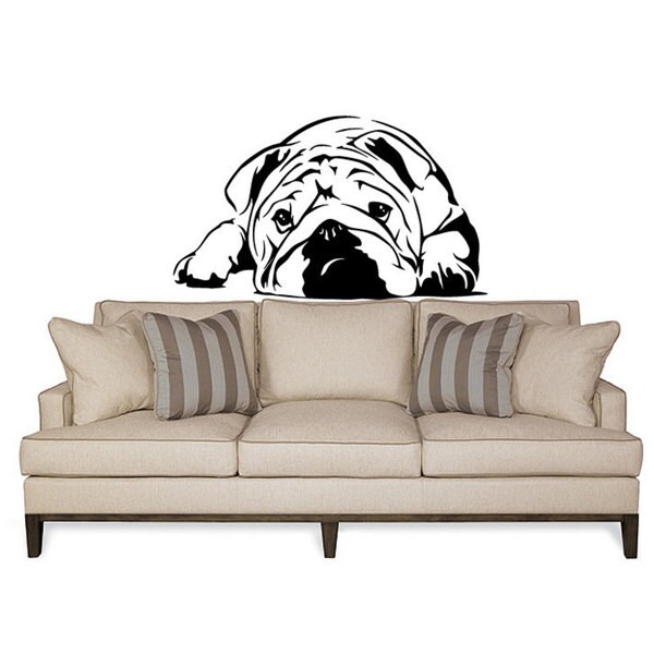 Shop English Bulldog Vinyl Black Sticker Wall Art Free Shipping On
